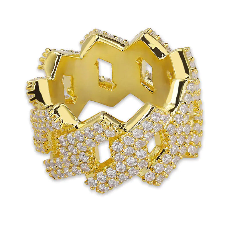 Men's Diamond Hip-Hop Ring with Zircon Stones