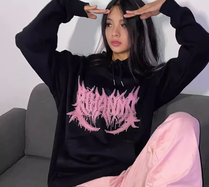 Cartoon Gothic Thorns Fleece Long Sleeve Hoodie T-Shirt