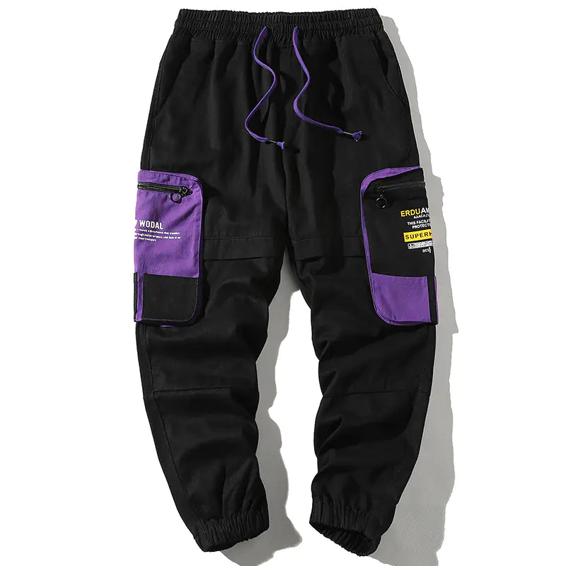 Color-Blocked Cargo Pants with Large Pockets