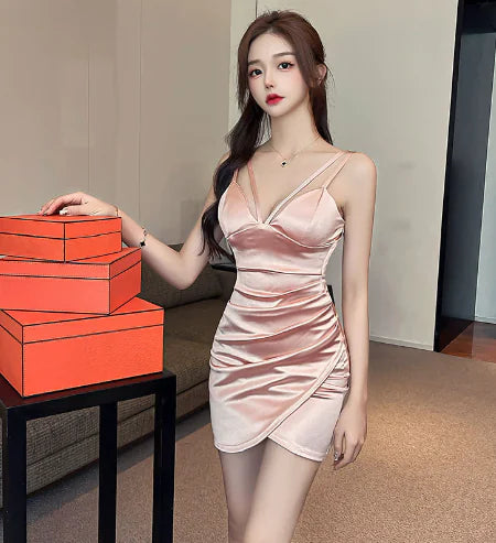 Sexy V-Neck Strap Dress with Irregular Hem