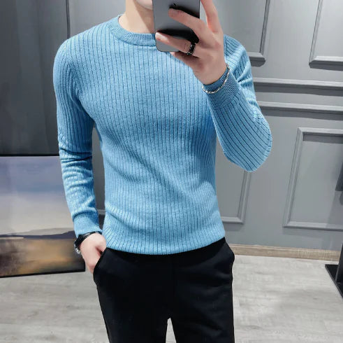Lightweight Men's Sweater, Round Neck, Slim Fit Knit
