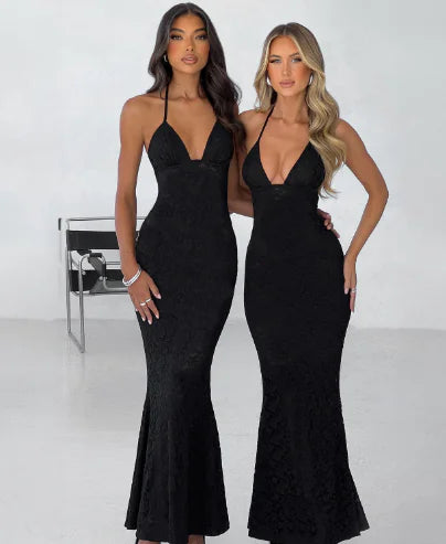 V-neck Halter Lace Dress for Women