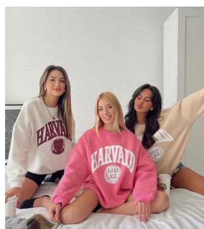 Suéter Holgado con Estampado de Letras y Patchwork de Manga Larga