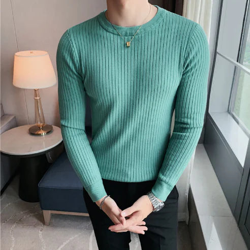 Lightweight Men's Sweater, Round Neck, Slim Fit Knit