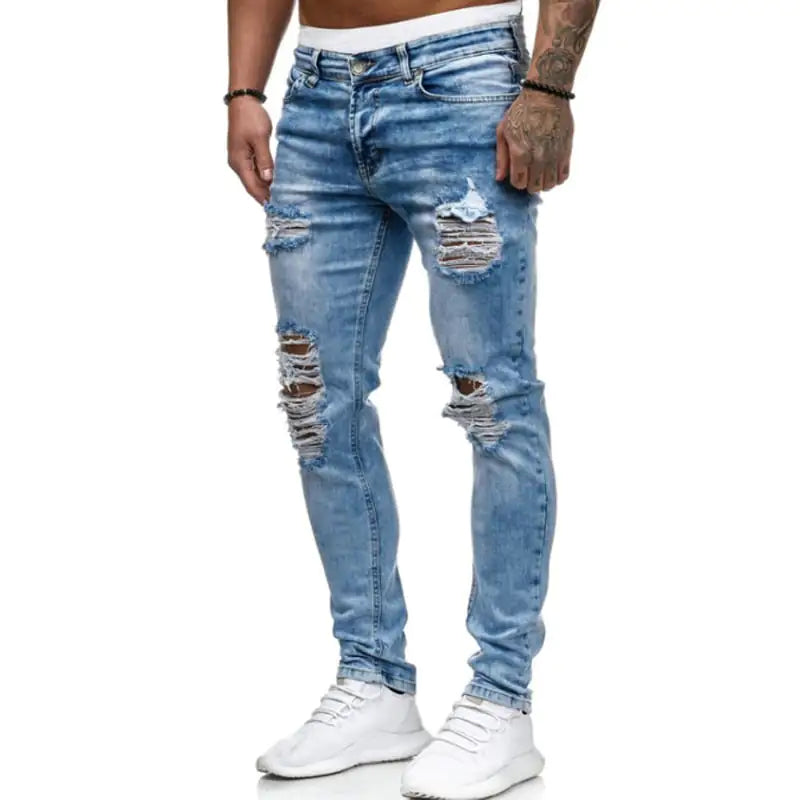 Men's Ripped Stretch Jeans - European & American Style