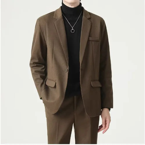 Korean Casual Business Suit with Pocket Decoration