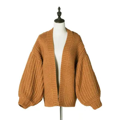 Chunky Knit Cardigan with Twisted Design, Japanese Style
