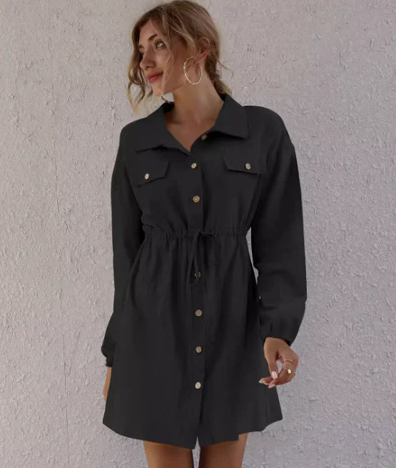 European American Fashion Women's Lapel Cardigan Dress