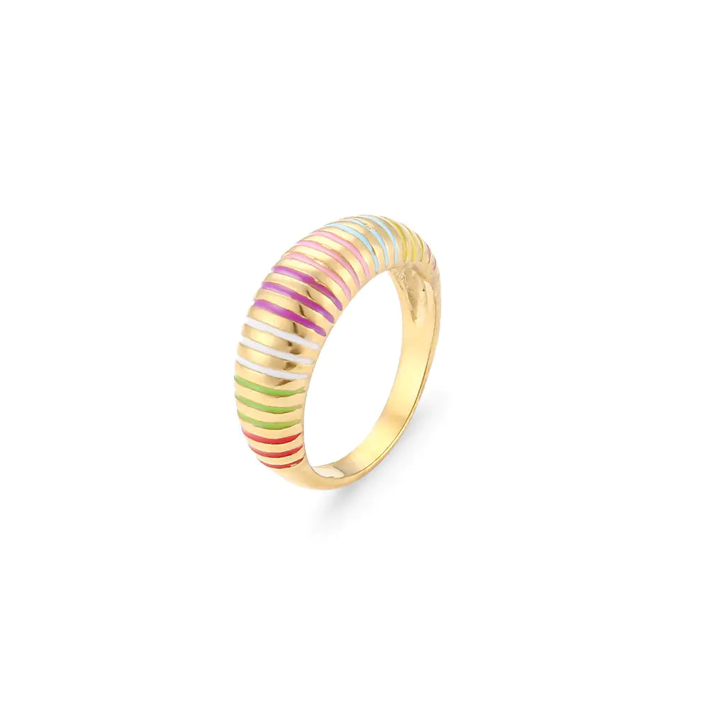 Gold Pinstripe Ring for Women's Fashion