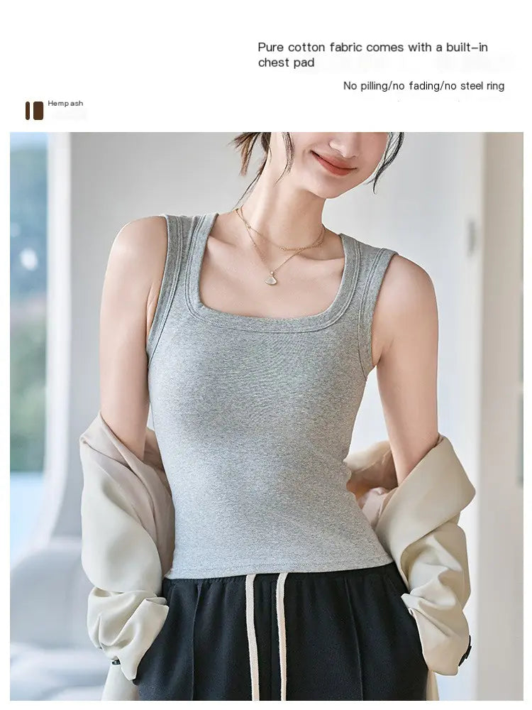 Knit Ice Silk Women's Summer Cami Top in Black/White